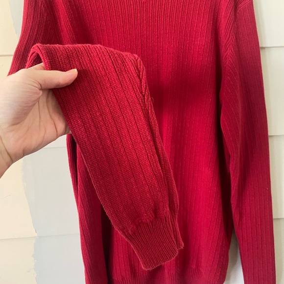 Vtg Eddie Bauer Classic Preppy Red Ribbed Crewneck Thick Knit Sweater XL Tall - Picture 2 of 7